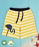 Pranava 100% Organic Cotton Flamingo Printed Striped Shorts - Yellow And White