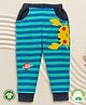 Pranava 100% Organic Cotton Crab Embroidered Striped Pant - Aqua And Blue