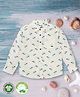 Pranava 100% Organic Cotton Full Sleeves Fish Printed Shirt - White