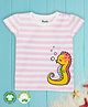 Pranava 100% Organic Cotton Half Sleeves Striped & Seahorse Printed Top - Baby Pink & White