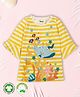 Pranava 100% Organic Cotton Half Bell Sleeves Kite Fish Embroidered A Line Long Top -  Yellow And White