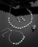 NVR women silver plated & Green CZ stone handcrafted jewellery set - Green