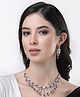 NVR women silver plated & Maroon CZ stone handcrafted jewellery set - Maroon