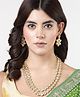 NVR Women's Gold-Plated Kundan 2 layered handcrafted Jewellery Sets with drop earrings - Gold