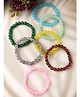 NVR  Set Of 7 Artificial Beads Elasticated Bracelet - Multicolor