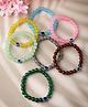 NVR Set Of 7 Crystals Beaded Evil Eye Elasticated Bracelet - Multicolor
