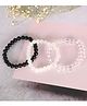 NVR Transparent & White & Black Marbel Crystal Elasticated Bracelet - White