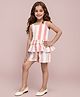 TOONYPORT 100% Cotton Sleeveless Striped Coordinating Top & Shorts Set - Peach