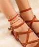 Yu Fashions 5 Layered Red Rope Boho Heart Drop Beads Multilayered Beach Korean Anklet