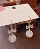 Yu Fashions Bow Knot Rhinstone Pearl Drop Korean earrings pair