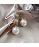 Yu Fashions C Shaped Golden Round Pearl Korean Earrings Pair