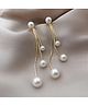 Yu Fashions 3 Pearl Drop Golden Tassel Korean Earrings Pair