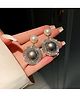 Yu Fashions Grey & White Rhinestone Dual Pearl Korean Earrings Pair