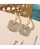 Yu Fashions Geometrical Rectangular Shaped Rhinestone Korean Earrings Pair
