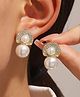 Yu Fashions Freshwater Pearl High Fashion Crystal Korean earrings Pair
