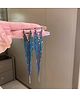 Yu Fashions Blue tassel Triangle Shaped Korean Earrings pair