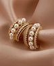 Yu Fashions Diamond C Shaped Cuff Pearl Stud Korean Earrings for Women