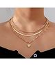 YU Fashions Multilayered Snake Bone Chain Rhinestone Link Heart Korean Necklace