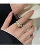 Yu Fashions Rhinestone Rotatable 4 clover leaf Flower Korean Ring