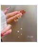 Yu Fashions Bow Knot Crystal Pearl Metal Drop Korean Earrings Pair