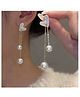 Yu Fashions Heart Shape Crystal Pearl Drop High Fashion Korean Earrings Pair