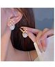 Yu Fashions Geometrical Pearl Rhinstone Cute High Fashion Stud Korean Earrings Pair