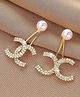 YU Fashions Chanel CC Inspired Zircon Studded dangler Korean Earrings