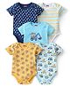 Babyhug 100% Cotton Knit Half Sleeves Onesies Bear Print Pack of 5 - Multicolour