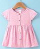 Simply Premium 100% Rayon Half Sleeves Stars Printed Frock - Pink