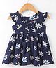 Simply Premium Cotton Sleeveless Frock Floral Print - Navy Blue