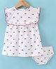 Simply Premium Cotton Sleeveless Frock with Bloomer Heart Print - White