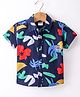 Simply Premium Cotton Half Sleeves Abstract Print - Navy Blue