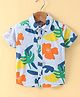 Simply Premium Cotton Half Sleeves Abstract Print - Sky Blue