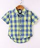 Simply Premium Cotton Half Sleeves Checks Shirt - Green