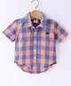 Simply Premium Cotton Half Sleeves Checks Shirt - Orange