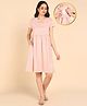 Zelena Half Sleeves Floral Printed Dress With Nursing Access - Light Pink