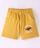 Zero Sinker Knit  Shorts with Car &  Text Print -  Mustard