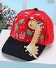 PASSION PETALS Dinosaur Applique Summer Cotton Cap - Red & Black- Diameter13
