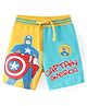 Babyhug Marvel Cotton Knit Shorts with Captain America Graphics - Multicolour