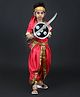 BookMyCostume Half Sleeves Abstract Printed Rani Laxmi Bai Costume Set - Pink & Golden