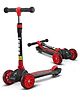 Play Nation Road Runner Foldable Kids Kick Scooter with LED Wheels Wide Standing Deck & 3-Level Adjustable Handlebar - Black