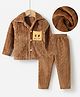 Kookie Kids Full Sleeves Soild Color Winter Night Suit with Duck Print Pocket  - Brown