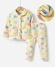 Kookie Kids Full Sleeves Collared Winter Wear Night Suit with Hearts Design - Yellow