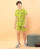 Ninos Dreams 100% Cotton Half Sleeves Footballs Printed Coordinating Tee & Shorts Set - Green