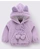 Kookie Kids Full Sleeves Fur Hoodie with Kangaroo Pocket - Purple