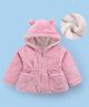 Kookie Kids Full Sleeves Front Open Hooded Solid Coloured Jacket With Ears Applique - Pink