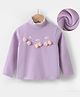 Kookie Kids Full Sleeves Tops with  Cherry Applique  - Purple