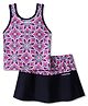 LOBSTER  Sleeveless Two Piece Swimsuit Floral Print - Black