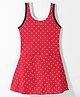 Lobster Sleeveless Frock Style Swimsuit with Polka Dots Print- Red