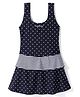LOBSTER  Sleeveless Frock Swimsuit with Striped & Polka Dot Print - Black